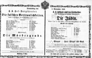 Theaterzettel (Oper und Burgtheater in Wien) 18561106 Seite: 1