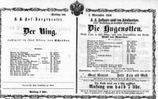 Theaterzettel (Oper und Burgtheater in Wien) 18561107 Seite: 1