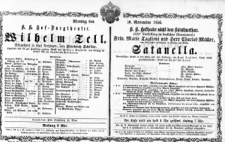 Theaterzettel (Oper und Burgtheater in Wien) 18561110 Seite: 1