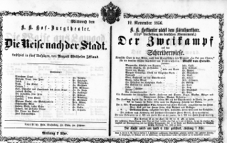 Theaterzettel (Oper und Burgtheater in Wien) 18561112 Seite: 1