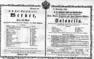 Theaterzettel (Oper und Burgtheater in Wien) 18561117 Seite: 1