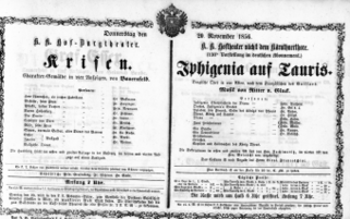 Theaterzettel (Oper und Burgtheater in Wien) 18561120 Seite: 1