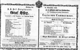 Theaterzettel (Oper und Burgtheater in Wien) 18561121 Seite: 1