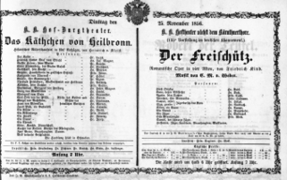 Theaterzettel (Oper und Burgtheater in Wien) 18561125 Seite: 1