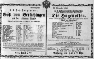 Theaterzettel (Oper und Burgtheater in Wien) 18561130 Seite: 1