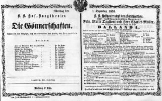 Theaterzettel (Oper und Burgtheater in Wien) 18561201 Seite: 1