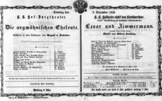 Theaterzettel (Oper und Burgtheater in Wien) 18561202 Seite: 1