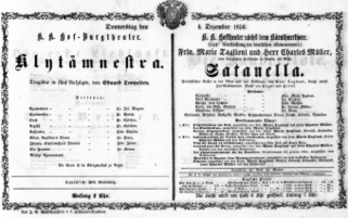 Theaterzettel (Oper und Burgtheater in Wien) 18561204 Seite: 1