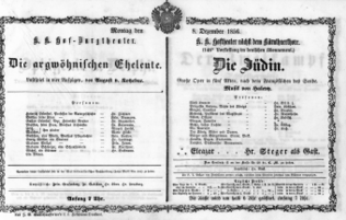 Theaterzettel (Oper und Burgtheater in Wien) 18561208 Seite: 1