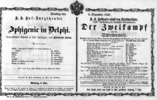 Theaterzettel (Oper und Burgtheater in Wien) 18561209 Seite: 1