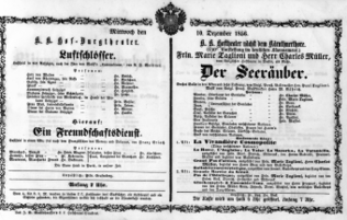 Theaterzettel (Oper und Burgtheater in Wien) 18561210 Seite: 1
