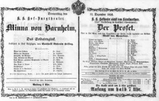 Theaterzettel (Oper und Burgtheater in Wien) 18561211 Seite: 1