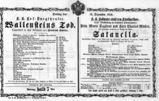 Theaterzettel (Oper und Burgtheater in Wien) 18561212 Seite: 1