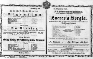 Theaterzettel (Oper und Burgtheater in Wien) 18561213 Seite: 1