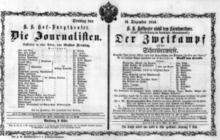 Theaterzettel (Oper und Burgtheater in Wien) 18561216 Seite: 1
