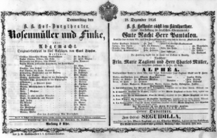 Theaterzettel (Oper und Burgtheater in Wien) 18561218 Seite: 1