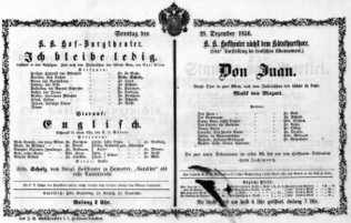 Theaterzettel (Oper und Burgtheater in Wien) 18561228 Seite: 1