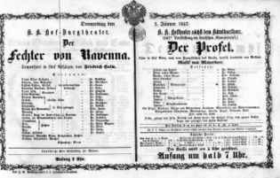 Theaterzettel (Oper und Burgtheater in Wien) 18570101 Seite: 1
