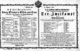 Theaterzettel (Oper und Burgtheater in Wien) 18570102 Seite: 1