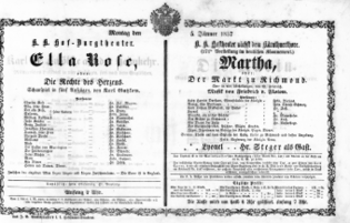 Theaterzettel (Oper und Burgtheater in Wien) 18570105 Seite: 1
