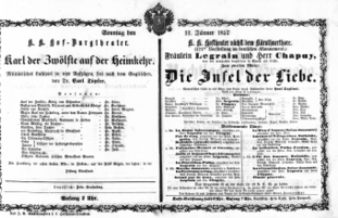 Theaterzettel (Oper und Burgtheater in Wien) 18570111 Seite: 1