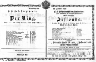 Theaterzettel (Oper und Burgtheater in Wien) 18570114 Seite: 1