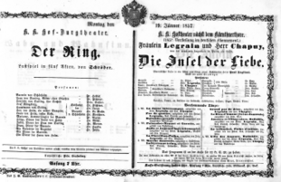 Theaterzettel (Oper und Burgtheater in Wien) 18570119 Seite: 1