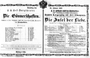 Theaterzettel (Oper und Burgtheater in Wien) 18570124 Seite: 1