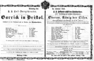 Theaterzettel (Oper und Burgtheater in Wien) 18570125 Seite: 1