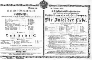 Theaterzettel (Oper und Burgtheater in Wien) 18570126 Seite: 1