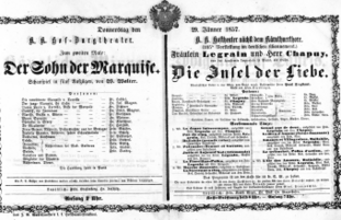 Theaterzettel (Oper und Burgtheater in Wien) 18570129 Seite: 1
