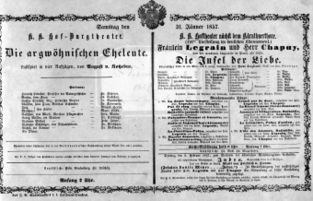 Theaterzettel (Oper und Burgtheater in Wien) 18570131 Seite: 1