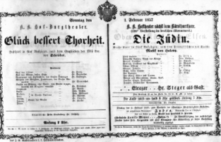 Theaterzettel (Oper und Burgtheater in Wien) 18570201 Seite: 1