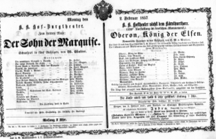 Theaterzettel (Oper und Burgtheater in Wien) 18570202 Seite: 1