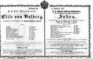 Theaterzettel (Oper und Burgtheater in Wien) 18570217 Seite: 1
