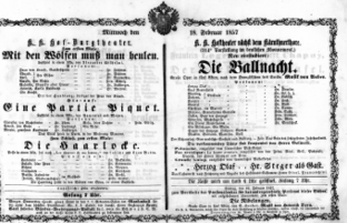 Theaterzettel (Oper und Burgtheater in Wien) 18570218 Seite: 1