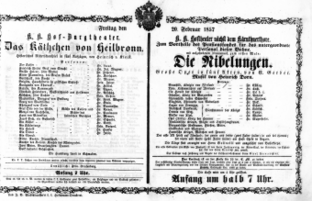 Theaterzettel (Oper und Burgtheater in Wien) 18570220 Seite: 1