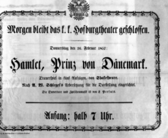 Theaterzettel (Oper und Burgtheater in Wien) 18570226 Seite: 1