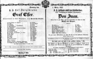 Theaterzettel (Oper und Burgtheater in Wien) 18570301 Seite: 1