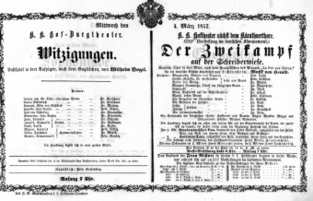 Theaterzettel (Oper und Burgtheater in Wien) 18570304 Seite: 1
