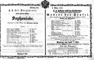 Theaterzettel (Oper und Burgtheater in Wien) 18570306 Seite: 1