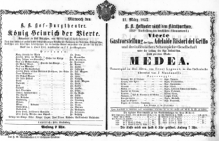 Theaterzettel (Oper und Burgtheater in Wien) 18570311 Seite: 1