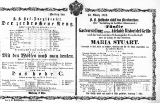 Theaterzettel (Oper und Burgtheater in Wien) 18570313 Seite: 1