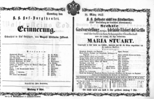 Theaterzettel (Oper und Burgtheater in Wien) 18570314 Seite: 1