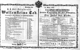Theaterzettel (Oper und Burgtheater in Wien) 18570315 Seite: 1