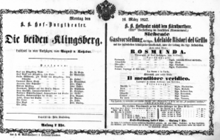 Theaterzettel (Oper und Burgtheater in Wien) 18570316 Seite: 1