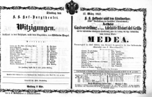 Theaterzettel (Oper und Burgtheater in Wien) 18570317 Seite: 1