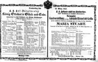 Theaterzettel (Oper und Burgtheater in Wien) 18570319 Seite: 1
