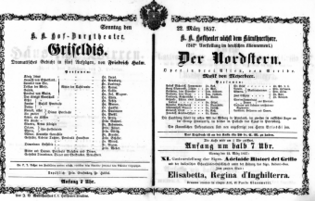 Theaterzettel (Oper und Burgtheater in Wien) 18570322 Seite: 1