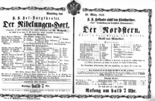 Theaterzettel (Oper und Burgtheater in Wien) 18570328 Seite: 1